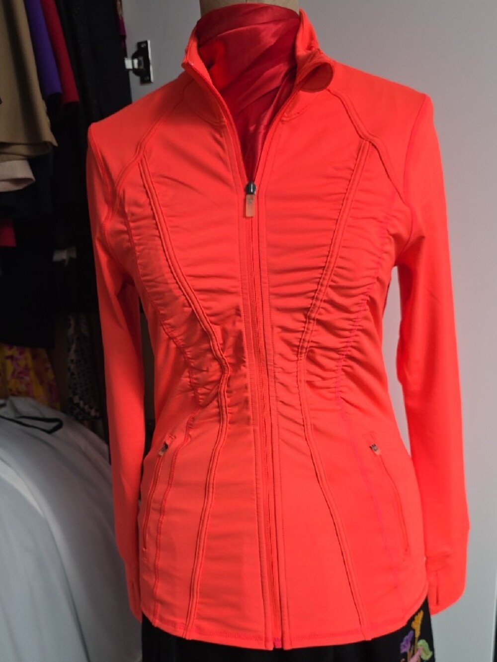 Kyodan Women Orange Coral Zip-Front Active Jacket Cardigan M New WOT